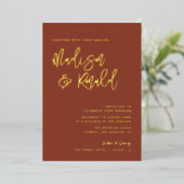 Einladung zu einer modernen Terrakotta- und Goldho (Stehend vorne)