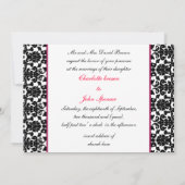 Einladung zu einer Mono-Damast-Rosa-Hochzeit (Rückseite)