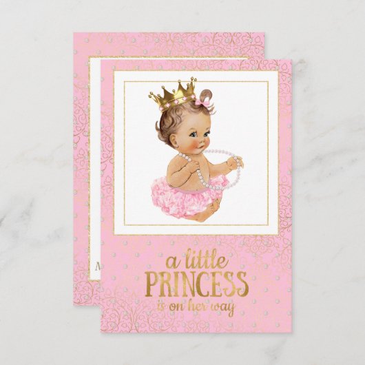 Einladung zu einer Pink and Gold Baby Dusche (Vorne/Hinten)