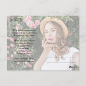 Einladung zu einer Pink-Foto-Graduierungspartei Postkarte (Rückseite)