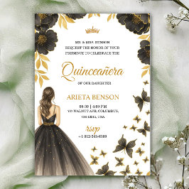 Einladung zu einer Quinceañera mit eleganten Blume