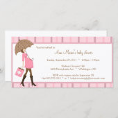 Einladung zu einer rosa und braunen Babydusche (Vorne/Hinten)