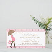 Einladung zu einer rosa und braunen Babydusche (Stehend Vorderseite)