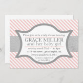 Einladung zu einer rosa und grauen Babydusche (Vorne/Hinten)