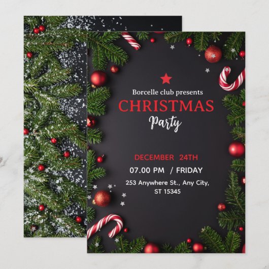 Einladung zu einer rustikalen Weihnachtsfeier mit (Vorne/Hinten)