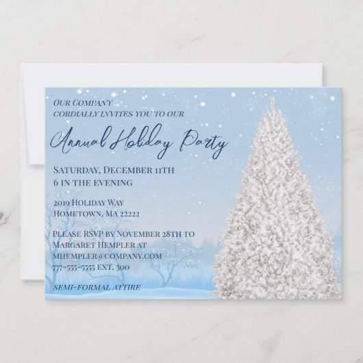 Einladung zu einer schneebedeckten Baum-Feier (Vorderseite)