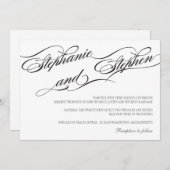 Einladung zu einer Schwarz-Weiß-Hochzeit geblüht (Vorne/Hinten)