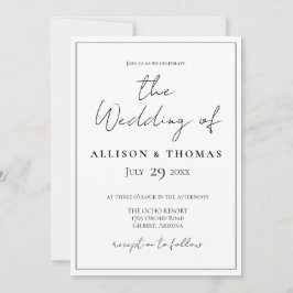 Einladung zu einfachen, schwarzen und weißen Hochz