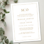 Einladung zu eleganten Script Gold Monogram