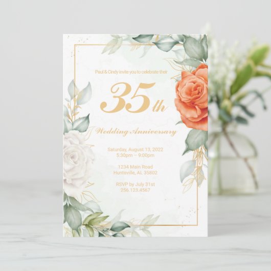 Einladung zu eleganter Script-Blume (Stehend Vorderseite)