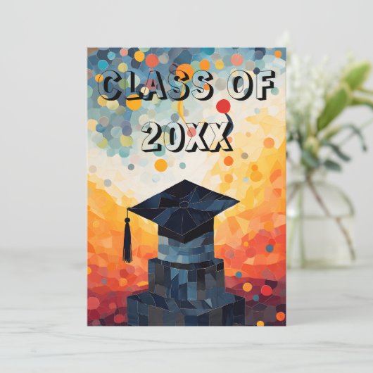 Einladung zu farbenfrohen Abschlüssen (Stehend Vorderseite)