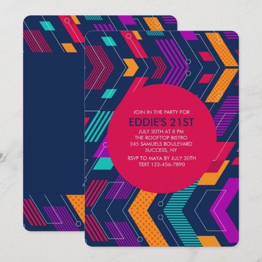 Einladung zu farbenfrohen Geometrien (Vorne/Hinten)