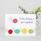 Einladung zu farbigen Birdies (Stehend Vorderseite)