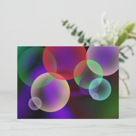 Einladung zu farbigen Blasen (Stehend Vorderseite)