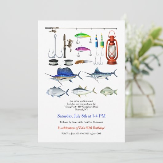 Einladung zu Fischereielementen (Stehend Vorderseite)