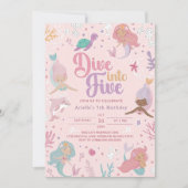 Einladung zu fünf Meerjungfrauen - Pink Girl 5. (Vorderseite)