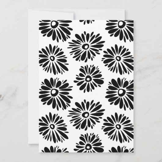 Einladung zu Funky Schwarz-weiß Blume (Rückseite)