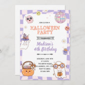 Einladung zu Groovy Halloween-Party (Vorne/Hinten)