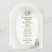 Einladung zu grün und weiß blühenden Taufen (Vorne/Hinten)