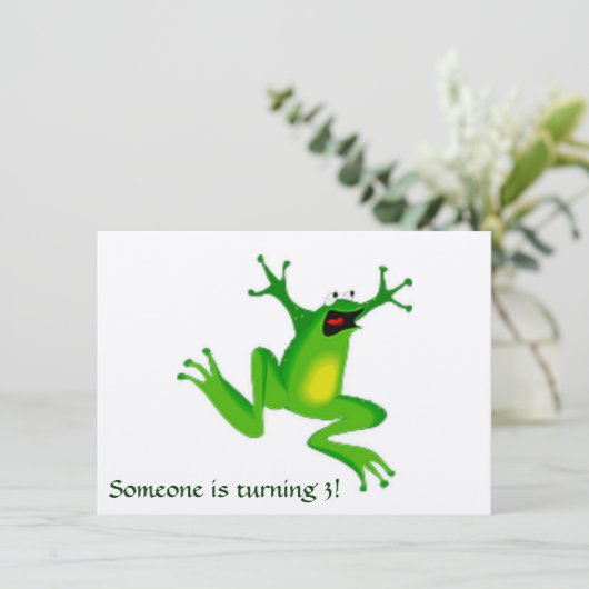 Einladung zu grünem Frosch und Text (Stehend Vorderseite)