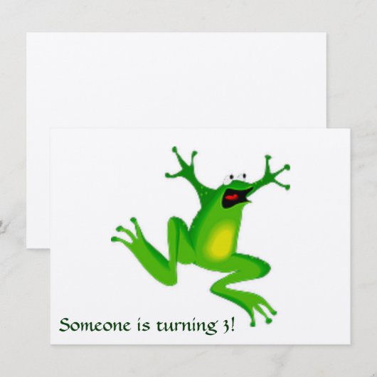 Einladung zu grünem Frosch und Text (Vorne/Hinten)