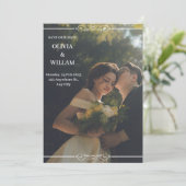 Einladung zu grüner weißer einfacher Hochzeit (Stehend Vorderseite)