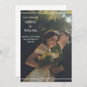 Einladung zu grüner weißer einfacher Hochzeit (Vorne/Hinten)