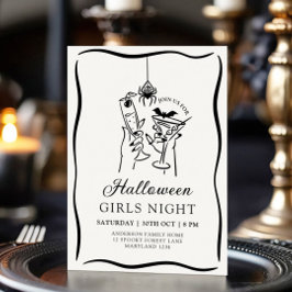 Einladung zu Halloween Girls Night Hand Drawn