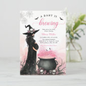 Einladung zu Halloween Witch Baby Shower (Stehend Vorderseite)