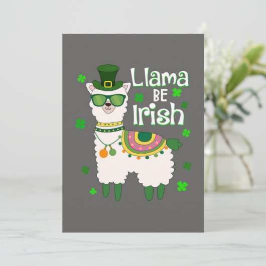 Einladung zu Happy St. Patrick's Day Llama (Stehend Vorderseite)
