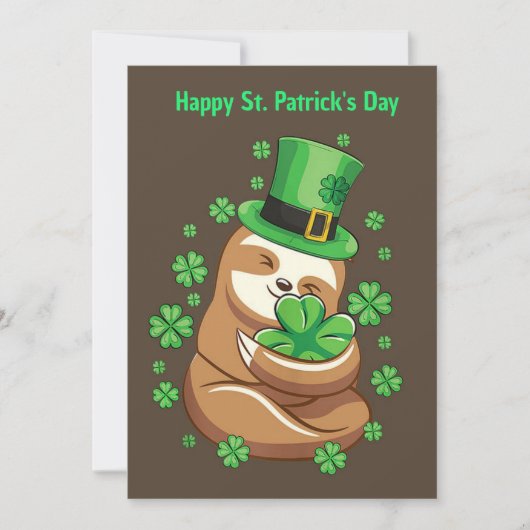 Einladung zu Happy St. Patrick's Day Sloth (Vorderseite)
