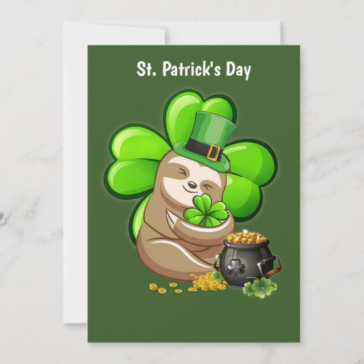 Einladung zu Happy St. Patrick's Day Sloth (Vorderseite)