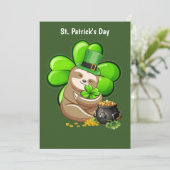 Einladung zu Happy St. Patrick's Day Sloth (Stehend Vorderseite)