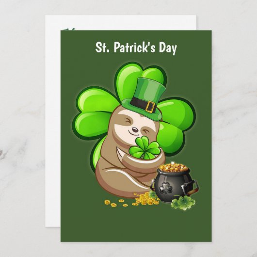 Einladung zu Happy St. Patrick's Day Sloth (Vorne/Hinten)