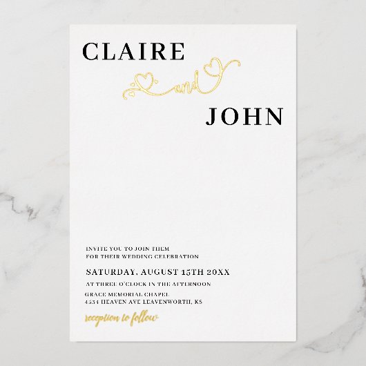 Einladung zu Heart Script Hochzeit (Vorderseite)