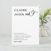 Einladung zu Heart Script Hochzeit (Stehend Vorderseite)