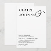 Einladung zu Heart Script Hochzeit (Vorne/Hinten)