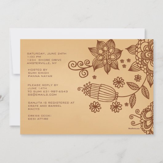 Einladung zu Henna (Rückseite)