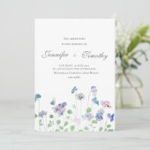 Einladung zu Hochzeiten botanische Stiefmütterchen (Stehend Vorderseite)