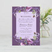 Einladung zu Hochzeiten im Lila indischen Blumenst (Stehend Vorderseite)