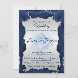 Einladung zu Hochzeiten in Blau und Silber