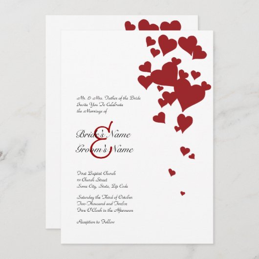 Einladung zu Hochzeiten in Rot und Weiß (Vorne/Hinten)