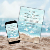 Einladung zu Hochzeiten von Papierbooten am Strand