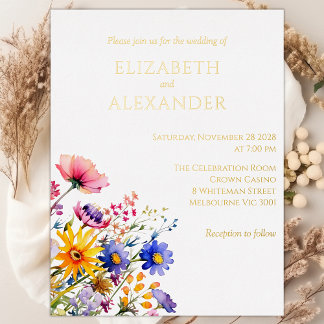 Einladung zu Hochzeiten von Wildblumen und Goldfoh