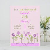 Einladung zu hübsch rosa Blumen (Stehend Vorderseite)