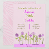 Einladung zu hübsch rosa Blumen (Vorne/Hinten)