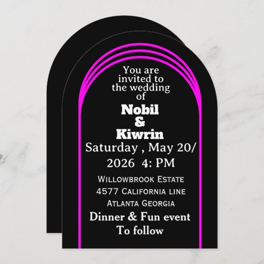 Einladung zu individuell gestaltbaren Hochzeiten | (Vorne/Hinten)