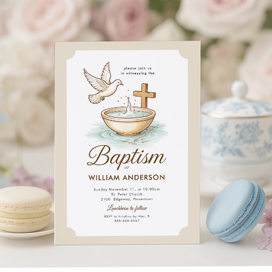 Einladung zu klassischer Taube und Kreuztaufe