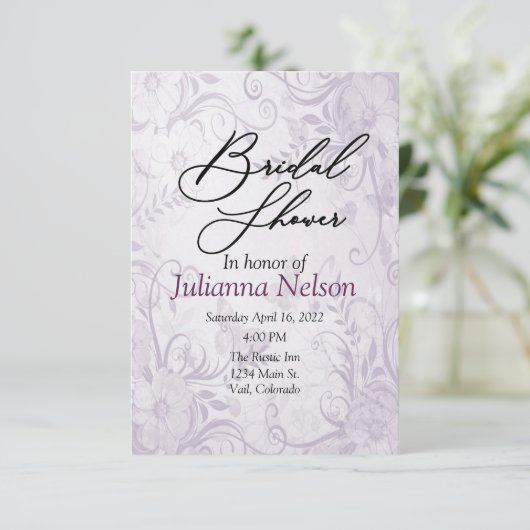 Einladung zu lila Blumenarten (Stehend Vorderseite)