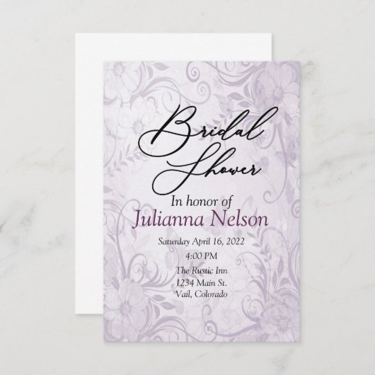 Einladung zu lila Blumenarten (Vorne/Hinten)